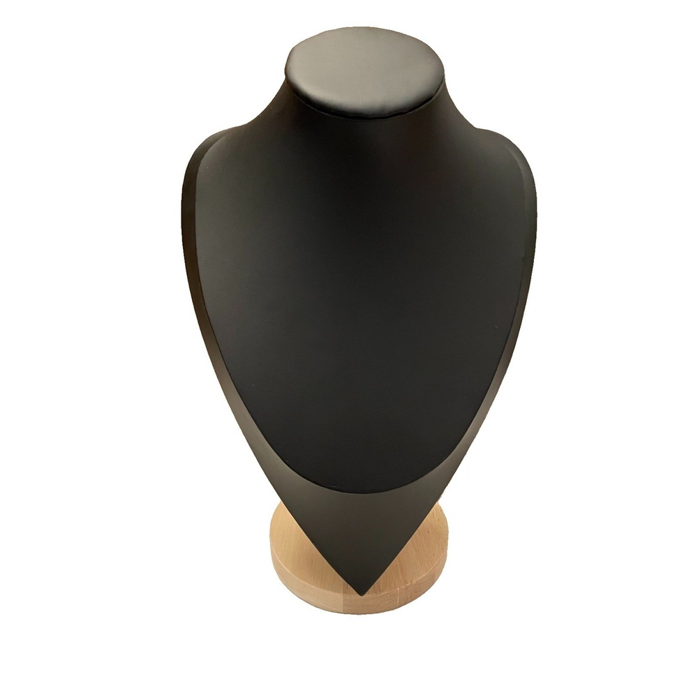 PU Leather Jewelry Bust Necklace Display Black Wooden Stand Jewelry Photography
